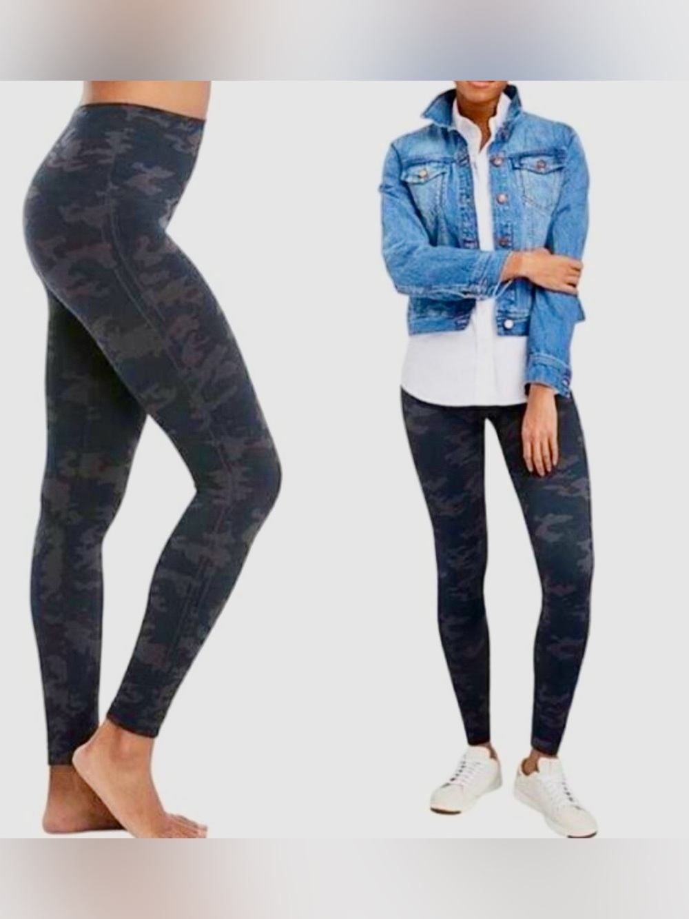 SPANX Black Camo Textured High-Rise Leggings Sz M - Picture 11 of 11